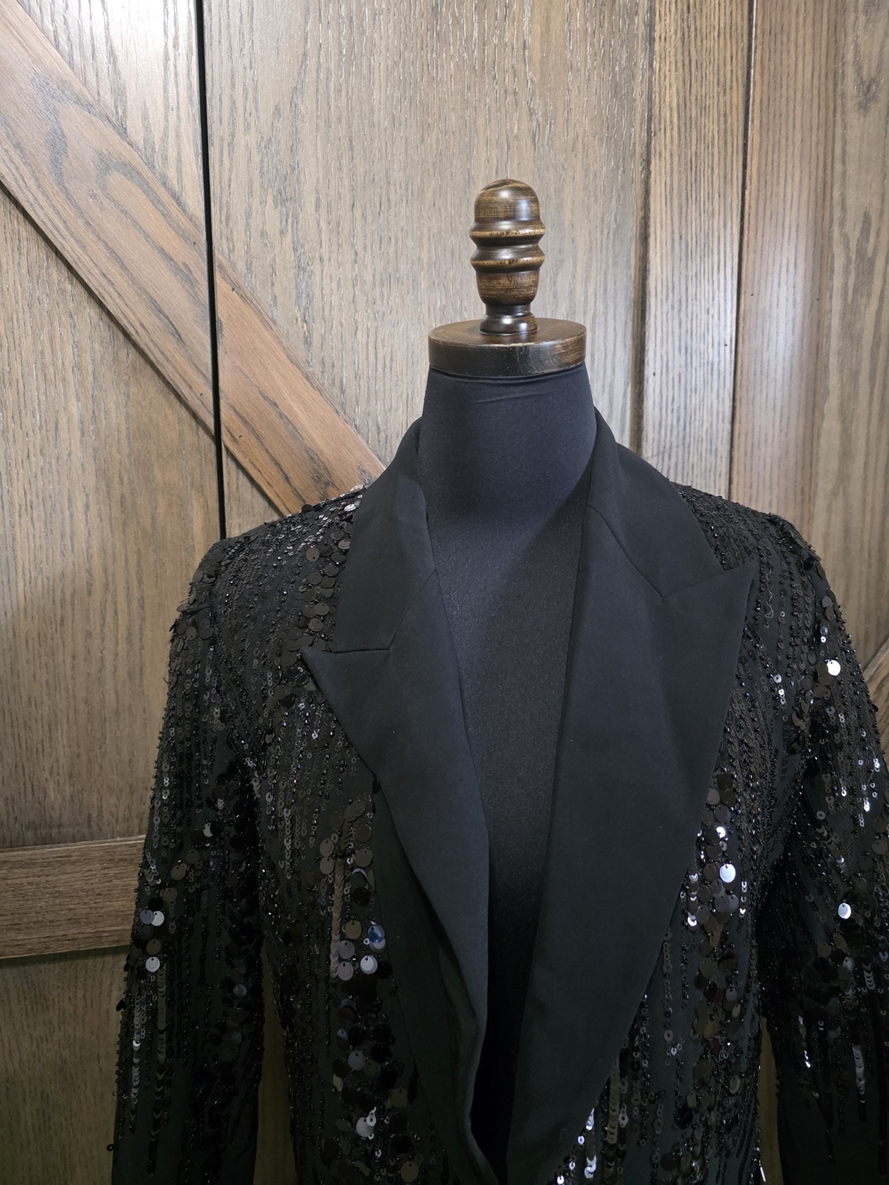 NWT NADINE MERABI Black Sequin Tuxedo Blazer - Picture 2 of 5